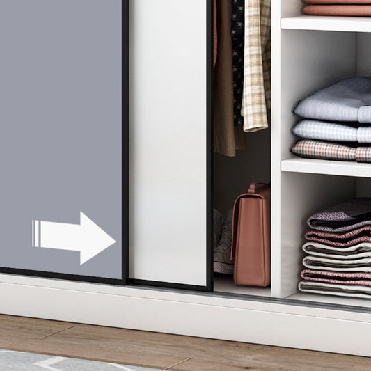 Freestanding Wood Frame Wardrobe Armoire Sliding Soft Close Doors Wardrobe Clearhalo 'Armoires & Wardrobes' 'armoires_wardrobes' 'Bedroom Furniture' 'furn' 'furn_armoires_wardrobes' 'Furniture' 7310529