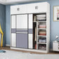 Freestanding Wood Frame Wardrobe Armoire Sliding Soft Close Doors Wardrobe Armoire with Top Cabinet Clearhalo 'Armoires & Wardrobes' 'armoires_wardrobes' 'Bedroom Furniture' 'furn' 'furn_armoires_wardrobes' 'Furniture' 7310530