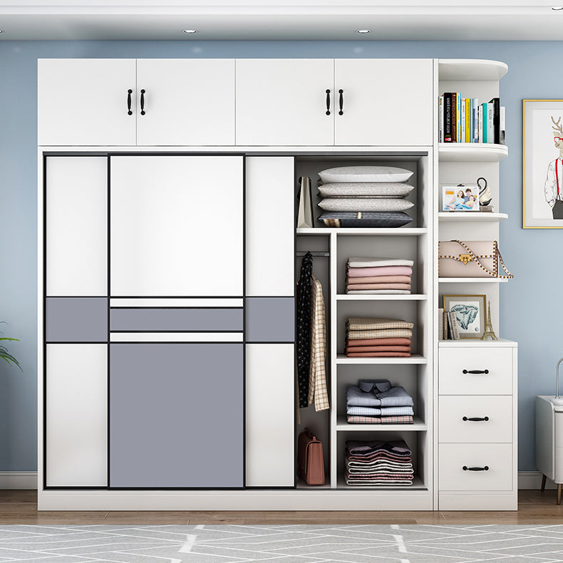 Freestanding Wood Frame Wardrobe Armoire Sliding Soft Close Doors Wardrobe Clearhalo 'Armoires & Wardrobes' 'armoires_wardrobes' 'Bedroom Furniture' 'furn' 'furn_armoires_wardrobes' 'Furniture' 7310538