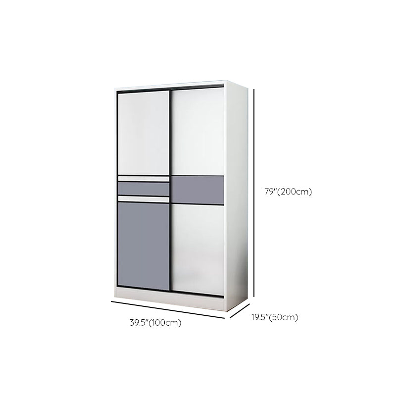 Freestanding Wood Frame Wardrobe Armoire Sliding Soft Close Doors Wardrobe Clearhalo 'Armoires & Wardrobes' 'armoires_wardrobes' 'Bedroom Furniture' 'furn' 'furn_armoires_wardrobes' 'Furniture' 7310540