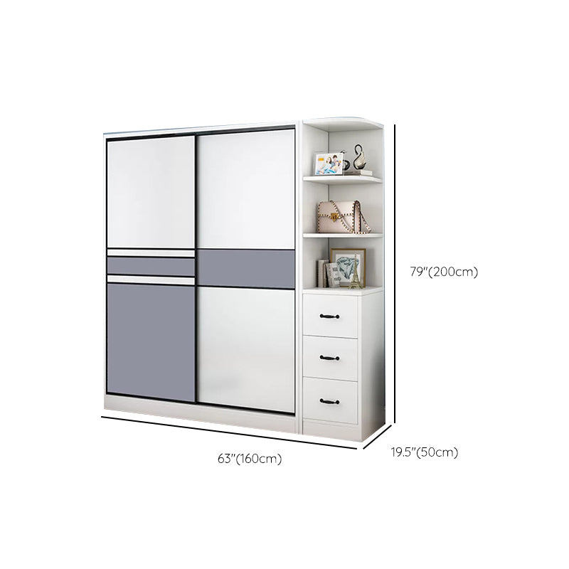 Freestanding Wood Frame Wardrobe Armoire Sliding Soft Close Doors Wardrobe Clearhalo 'Armoires & Wardrobes' 'armoires_wardrobes' 'Bedroom Furniture' 'furn' 'furn_armoires_wardrobes' 'Furniture' 7310546