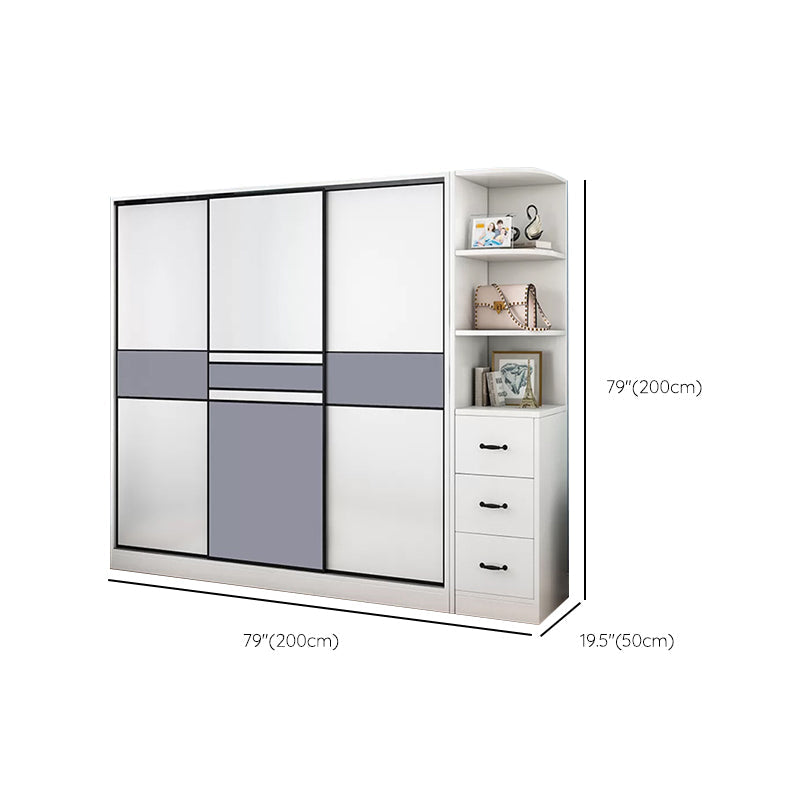 Freestanding Wood Frame Wardrobe Armoire Sliding Soft Close Doors Wardrobe Clearhalo 'Armoires & Wardrobes' 'armoires_wardrobes' 'Bedroom Furniture' 'furn' 'furn_armoires_wardrobes' 'Furniture' 7310548