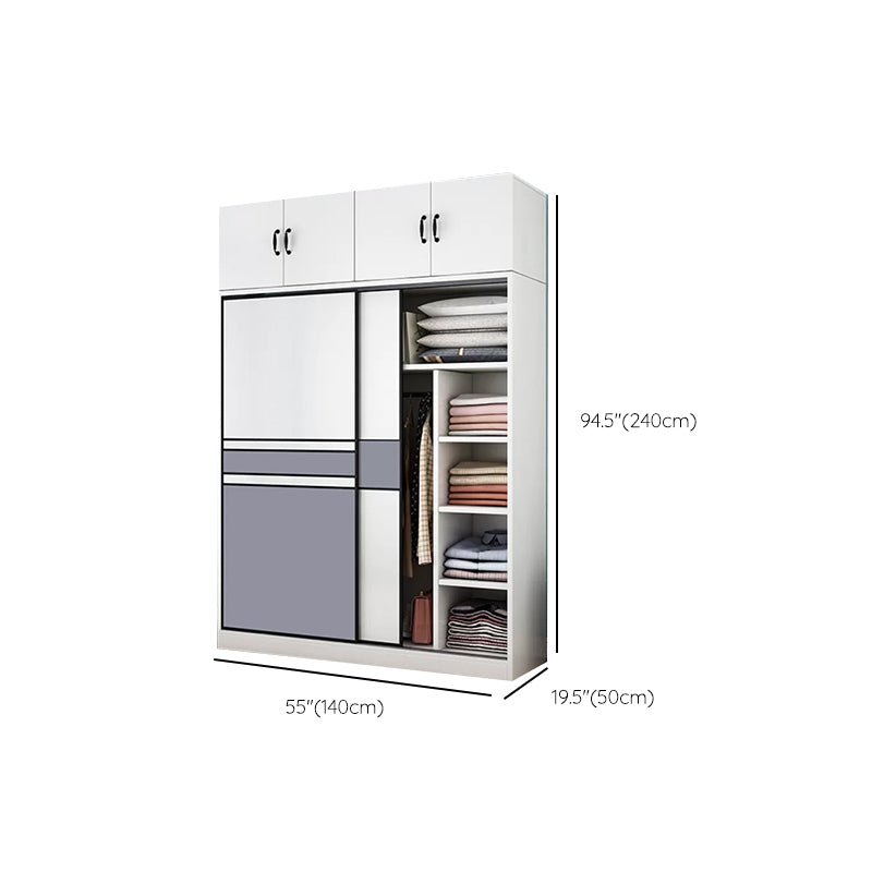 Freestanding Wood Frame Wardrobe Armoire Sliding Soft Close Doors Wardrobe Clearhalo 'Armoires & Wardrobes' 'armoires_wardrobes' 'Bedroom Furniture' 'furn' 'furn_armoires_wardrobes' 'Furniture' 7310553