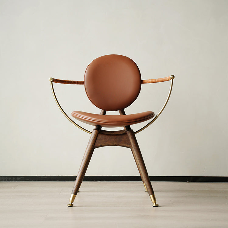 Contemporary Home Dining Chair Leather Upholstered Arm Chair