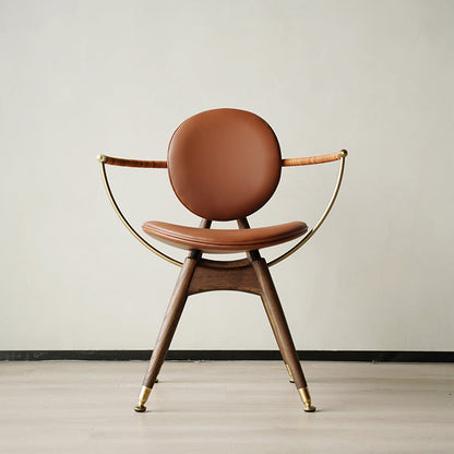 Contemporary Home Dining Chair Leather Upholstered Arm Chair