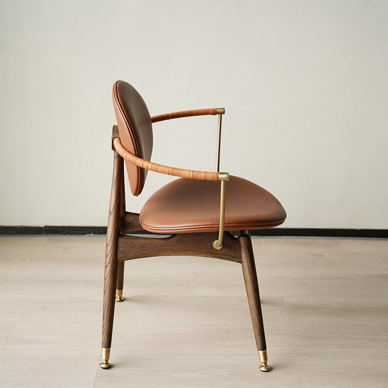 Contemporary Home Dining Chair Leather Upholstered Arm Chair