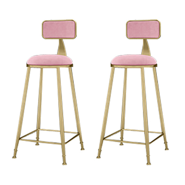 Round Upholstered Dining Stool Low Back Bar Stool with Gold Metal Base