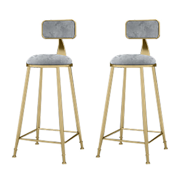 Round Upholstered Dining Stool Low Back Bar Stool with Gold Metal Base