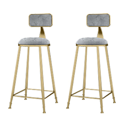 Round Upholstered Dining Stool Low Back Bar Stool with Gold Metal Base