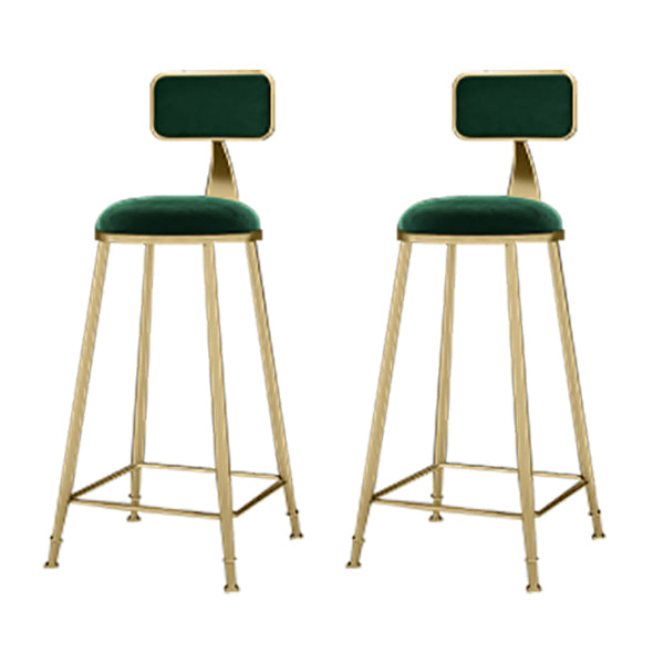 Round Upholstered Dining Stool Low Back Bar Stool with Gold Metal Base
