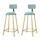 Round Upholstered Dining Stool Low Back Bar Stool with Gold Metal Base
