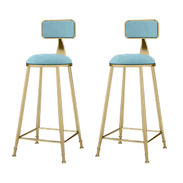 Round Upholstered Dining Stool Low Back Bar Stool with Gold Metal Base
