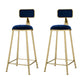 Round Upholstered Dining Stool Low Back Bar Stool with Gold Metal Base