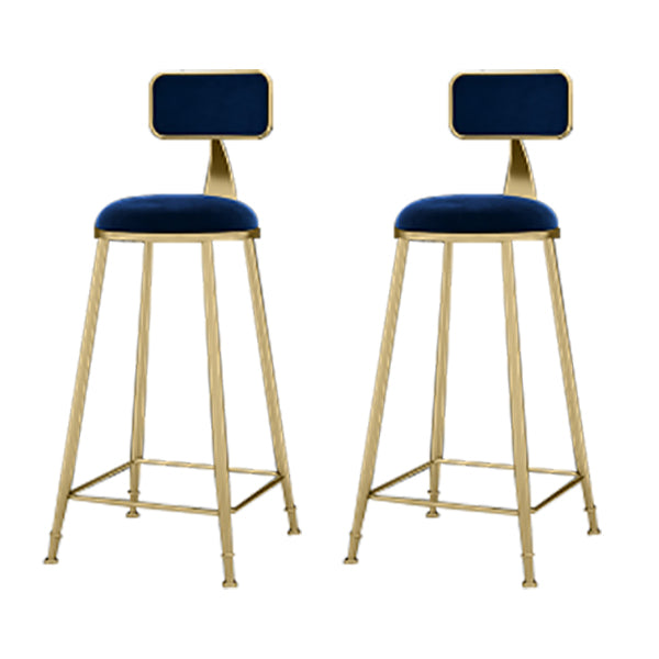 Round Upholstered Dining Stool Low Back Bar Stool with Gold Metal Base
