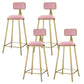 Round Upholstered Dining Stool Low Back Bar Stool with Gold Metal Base