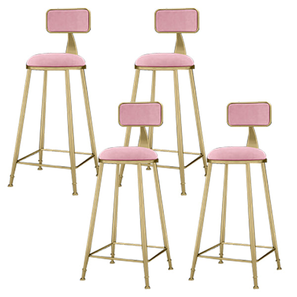 Round Upholstered Dining Stool Low Back Bar Stool with Gold Metal Base