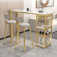 Round Upholstered Dining Stool Low Back Bar Stool with Gold Metal Base