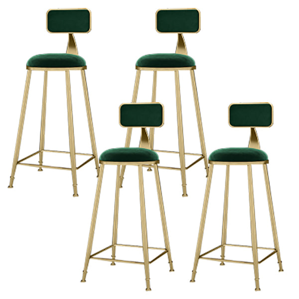 Round Upholstered Dining Stool Low Back Bar Stool with Gold Metal Base