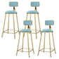 Round Upholstered Dining Stool Low Back Bar Stool with Gold Metal Base