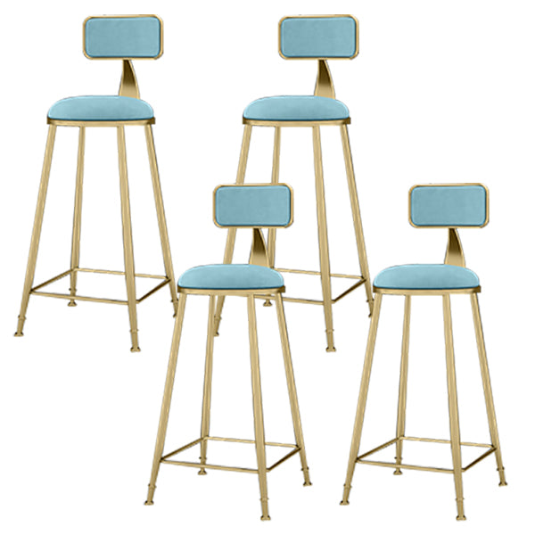 Round Upholstered Dining Stool Low Back Bar Stool with Gold Metal Base