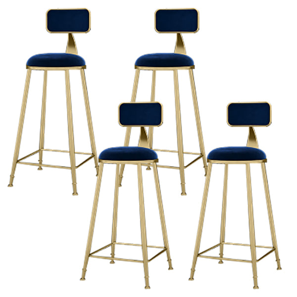 Round Upholstered Dining Stool Low Back Bar Stool with Gold Metal Base