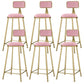 Round Upholstered Dining Stool Low Back Bar Stool with Gold Metal Base