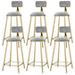 Round Upholstered Dining Stool Low Back Bar Stool with Gold Metal Base