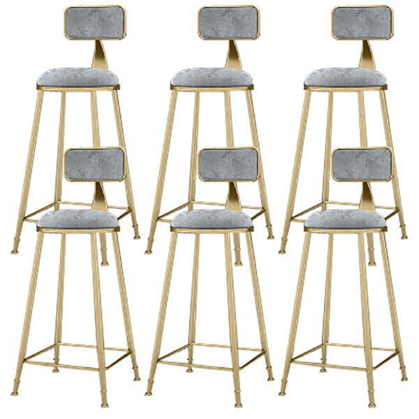 Round Upholstered Dining Stool Low Back Bar Stool with Gold Metal Base