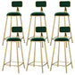 Round Upholstered Dining Stool Low Back Bar Stool with Gold Metal Base