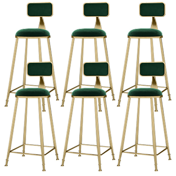 Round Upholstered Dining Stool Low Back Bar Stool with Gold Metal Base