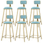 Round Upholstered Dining Stool Low Back Bar Stool with Gold Metal Base