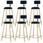 Round Upholstered Dining Stool Low Back Bar Stool with Gold Metal Base