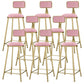 Round Upholstered Dining Stool Low Back Bar Stool with Gold Metal Base
