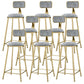 Round Upholstered Dining Stool Low Back Bar Stool with Gold Metal Base