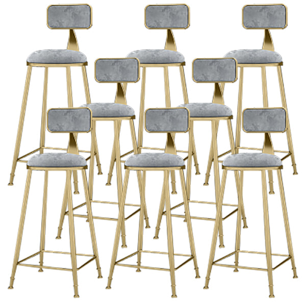 Round Upholstered Dining Stool Low Back Bar Stool with Gold Metal Base