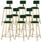 Round Upholstered Dining Stool Low Back Bar Stool with Gold Metal Base