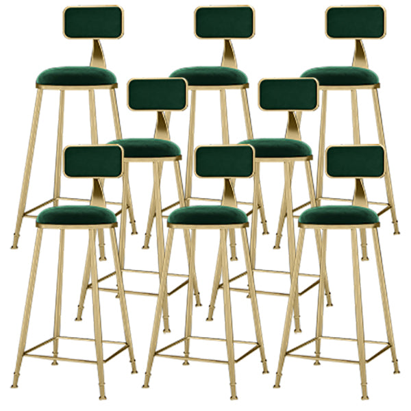 Round Upholstered Dining Stool Low Back Bar Stool with Gold Metal Base
