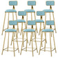 Round Upholstered Dining Stool Low Back Bar Stool with Gold Metal Base