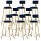 Round Upholstered Dining Stool Low Back Bar Stool with Gold Metal Base