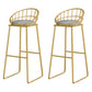 Round Upholstered Dining Stool Low Back Bar Stool with Gold Metal Base