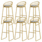 Round Upholstered Dining Stool Low Back Bar Stool with Gold Metal Base