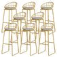Round Upholstered Dining Stool Low Back Bar Stool with Gold Metal Base