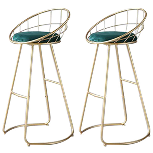 Round Upholstered Dining Stool Low Back Bar Stool with Gold Metal Base