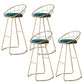 Round Upholstered Dining Stool Low Back Bar Stool with Gold Metal Base