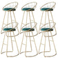 Round Upholstered Dining Stool Low Back Bar Stool with Gold Metal Base