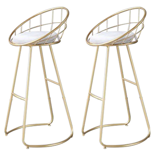 Round Upholstered Dining Stool Low Back Bar Stool with Gold Metal Base
