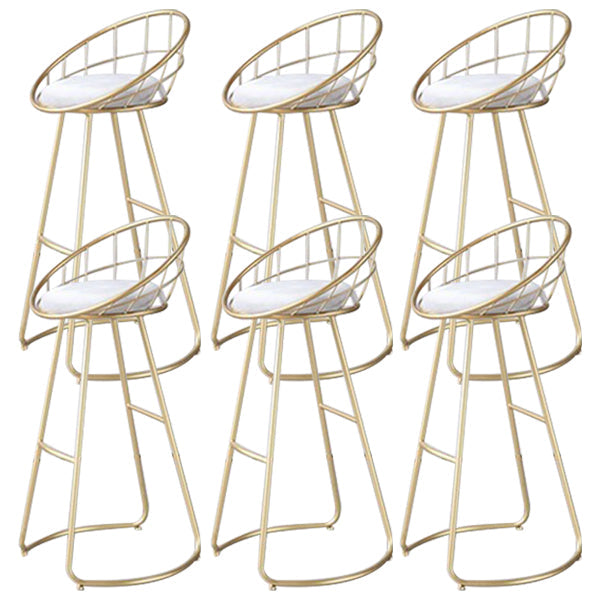 Round Upholstered Dining Stool Low Back Bar Stool with Gold Metal Base