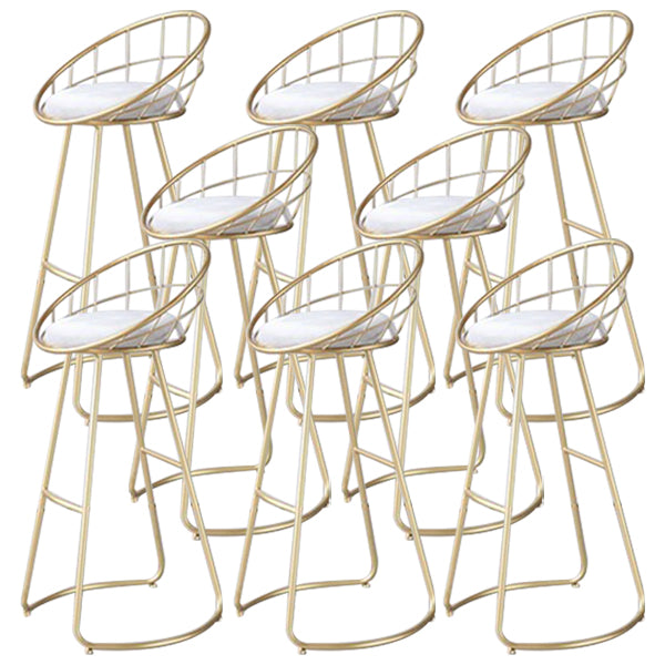 Round Upholstered Dining Stool Low Back Bar Stool with Gold Metal Base