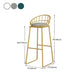 Round Upholstered Dining Stool Low Back Bar Stool with Gold Metal Base