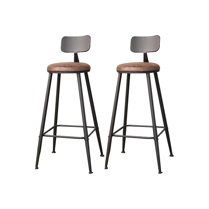 Contemporary Bar Stools Armless Dining Stools with Black Metal Base 2 Piece Set Upholstered Round Clearhalo 'Bar Furniture' 'Bar Stools' 'bar_stools' 'furn' 'furn_bar_stools' 'Furniture' 'Kitchen & Dining Furniture' 7311117